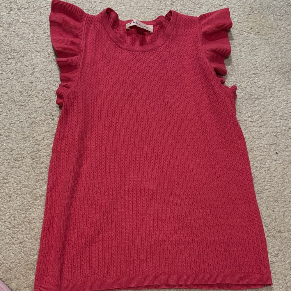 Philosophy Sleeveless Ruffle Knit Top - Pink Medium